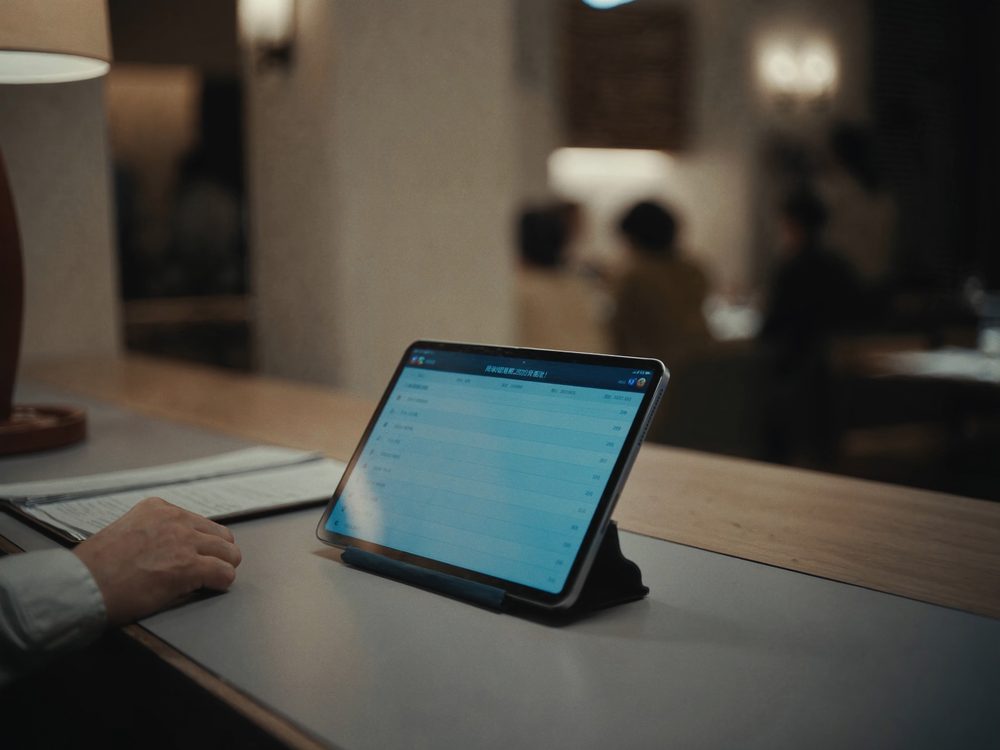 Sangati running on the restaurant's own tablet