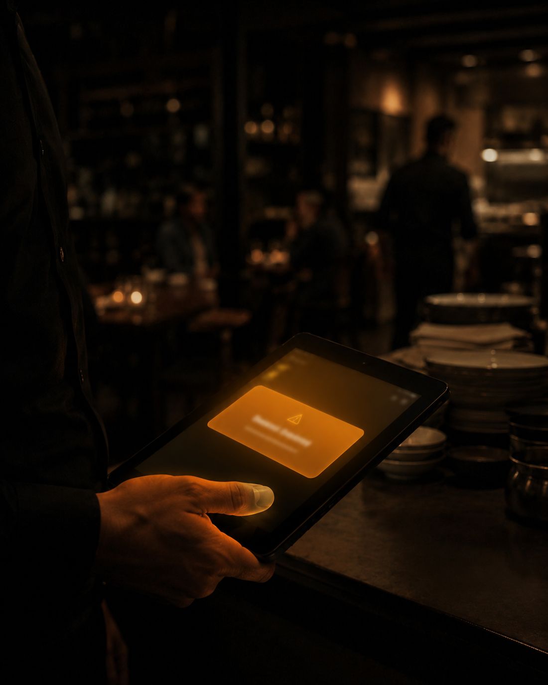 A service alert on a staff tablet